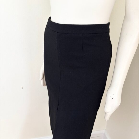 J.CREW Front Slit A-line Black Midi Skirt in Double Surge Wool SZ 2 - Picture 4 of 11